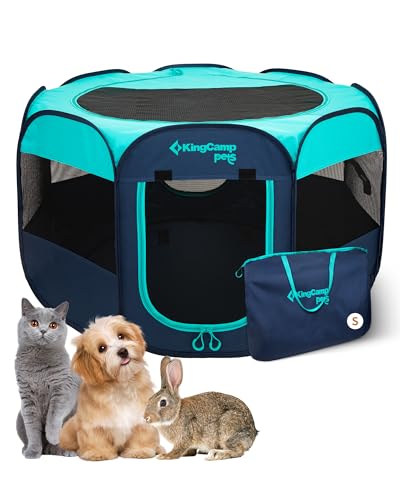 KingCamp Dog Playpen, Portable Foldable Cat Kitten Puppy Tent Crates 29"/36"/50" Pop Up Pet Playpen with Zippered Bottom & Cover for Indoor Outdoor Use (Small, Green)