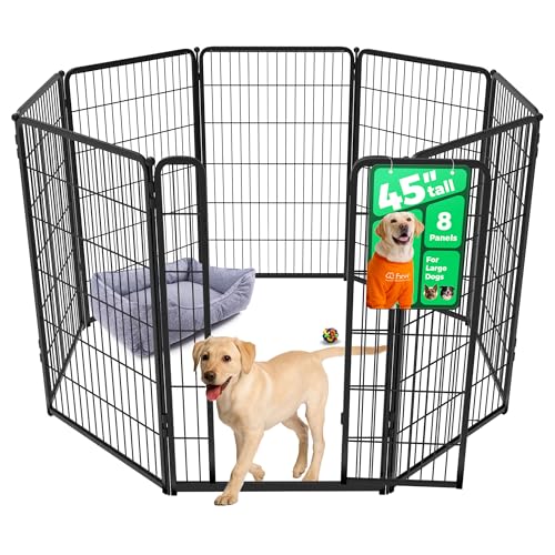 FXW Homeplus Unleashed Indoor Dog Playpen - Stress-Free and Safe Play, Heavy Duty 45 Inch 8 Panels Dog Pen for Large Dogs, BlackPatented