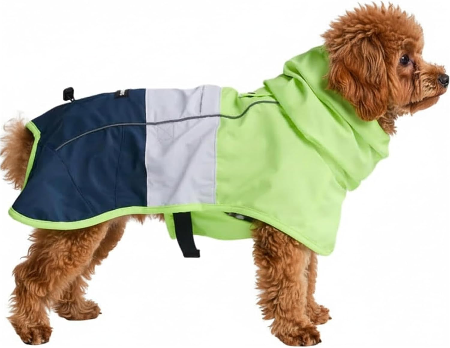 Spark Paws Dog Raincoat, Waterproof Windproof Rain Jacket, Reflective Breathable Full-Body Coverage Dry Suit - Neon White Navy Blue, M