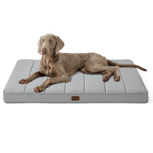 Bedsure Cooling Dog Bed for Crate - Large Orthopedic Waterproof Puppy Beds with Removable Washable Cover, Egg Crate Foam Pet Mat, Suitable for Pet Up to 90 lbs