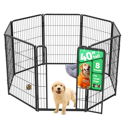 FXW Homeplus Unleashed Indoor Dog Playpen - Stress-Free and Safe Play, Heavy Duty 40 Inch 8 Panels Dog Pen for Medium and Large Dogs, BlackPatented