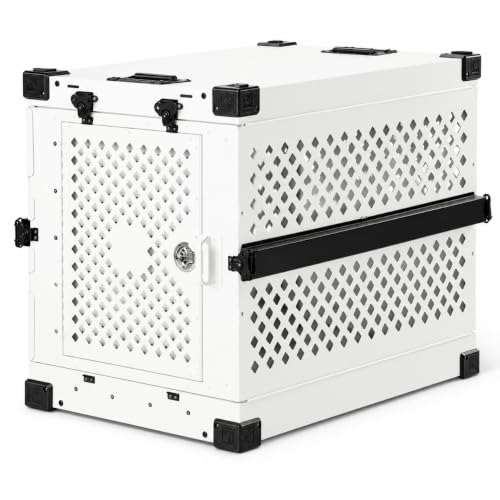 Impact Collapsible Dog Crate - Foldable Hard Crate for Large Dogs - Heavy Duty Travel Kennel with Powder-Coated Aluminum - Quick Setup for Indoor & Outdoor (White, 40" (40.5" L x 23" W x 29" H))