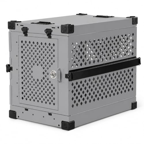 Impact Collapsible Dog Crate - Foldable Hard Crate for Large Dogs - Heavy Duty Travel Kennel with Powder-Coated Aluminum - Quick Setup for Indoor & Outdoor (Gray, 40" (40.5" L x 23" W x 29" H))