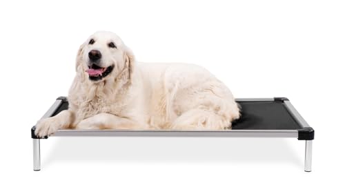 K9 Ballistics Chew Proof Elevated Cooling Dog Bed - Made for Aggressive Chewers, Virtually Indestructible, Ripstop Fabric with No Padding, Pre-Assembled - Large, Obsidian Black
