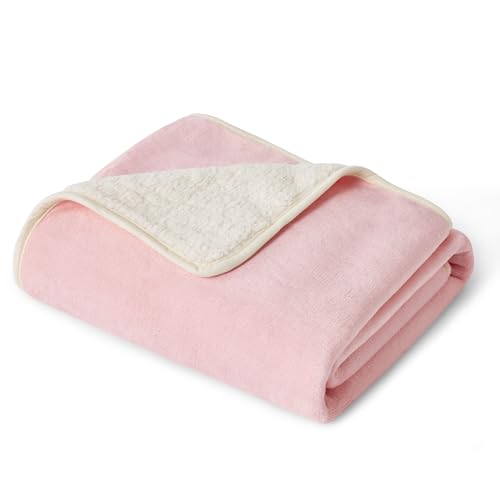 Bedsure Waterproof Blanket for Bed - Sherpa Fleece Waterproof Dog Blankets for Large Dogs, Pet Blankets for Bed/Couch/Dog Crate, Soft Plush Reversible Furniture Protector, King Size, 108"x86", Pink