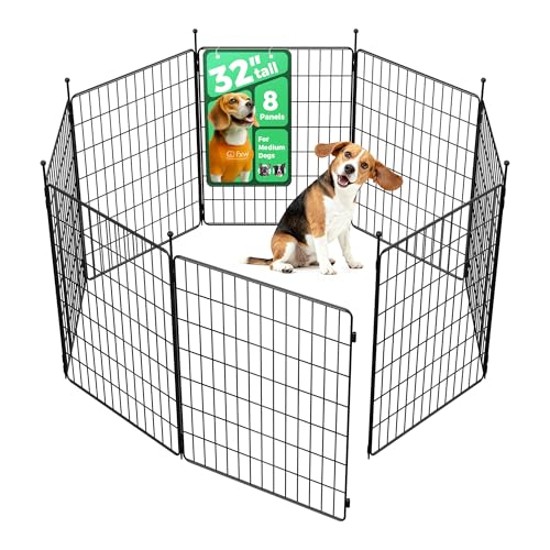 FXW MiniPaws Unleashed Dog Playpen for Yard & RV Camping, Expandable 32-inch 8 Panels for Small and Medium Dogs, Portable for Indoor and Outdoor Use