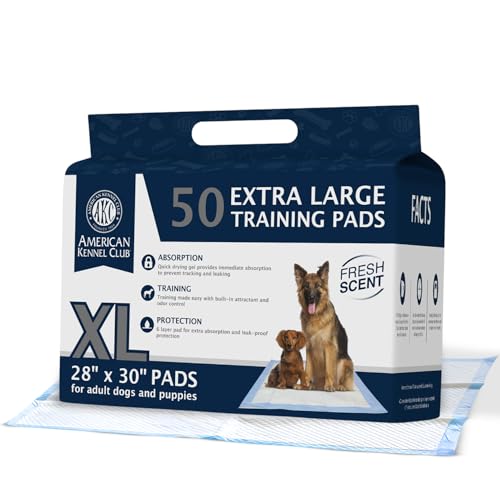 American Kennel Club Scented Puppy Pads  XXL & XXL+ Sizes  28x34 Ultra Absorbent 6-Layer Pee Pads with Odor Control & Quick-Dry Gel (Fresh Scented, XL 30" x 28" - 100 Count, Pack of 1)