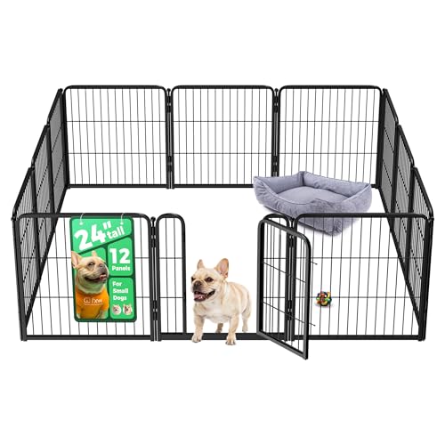 FXW Homeplus Unleashed Indoor Dog Playpen - Stress-Free and Safe Play, Heavy Duty 24 Inch 12 Panels Dog Pen for Puppy and Small Dogs, BlackPatented