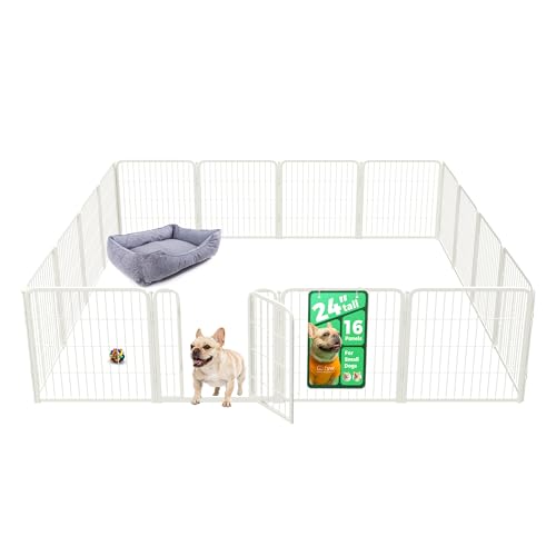 FXW Homeplus Unleashed Indoor Dog Playpen - Stress-Free and Safe Play, Heavy Duty 24 Inch 16 Panels Dog Pen for Puppy and Small Dogs, WhitePatented
