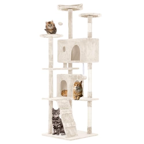 FDW Cat Tree 70in Cat Tower (Beige)
