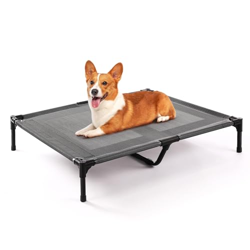 petizer 36" Elevated Dog Bed for Large Dogs, Outdoor Waterproof, Raised Cooling Pet Bed, Washable Breathable XL Dog Bed with Supporting Bars - Up to 120 LBs, Indestructible, Large