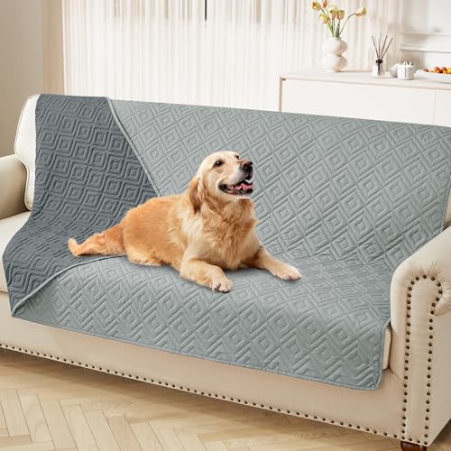 hyha Waterproof Dog Blanket, Soft Pet Bed Blankets, Waterproof Sofa Couch Cover for Dogs Washable, Reversible Pet Couch Covers for Sofa Furniture (68x82 Inch, Grey/Dark Grey)