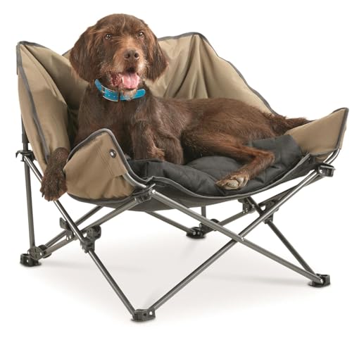 Guide Gear Padded Portable Pet Bed; Raised Outdoor Dog Couch, Cot Brown