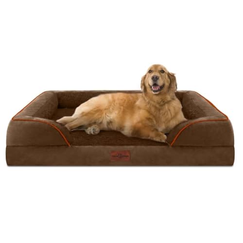 Comfort Expression XL Orthopedic Dog Beds for Extra Large Dogs, Waterproof Dog Bed with Bolster, Washable Dogs Bed Sofa Pet Beds with Removable Cover & Non-Slip Bottom(X-Large,Chocolate Brown)
