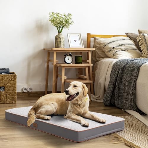 Sunheir Extra Large Dog Bed - Orthopedic Bed with Removable Waterproof Cover, Machine Washable, Egg Crate Foam, XL(41"X27"X3"), Light Grey