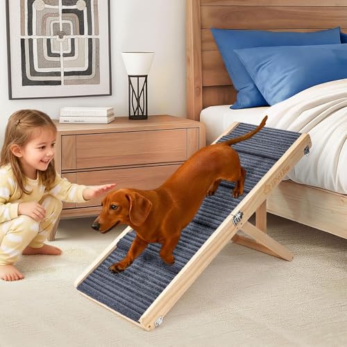 Dog Ramp for Bed & Couch for Small Dogs - Joint-Friendly, Anti-Slip, Folding, Adjustable, Portable, Up to 35 lbs