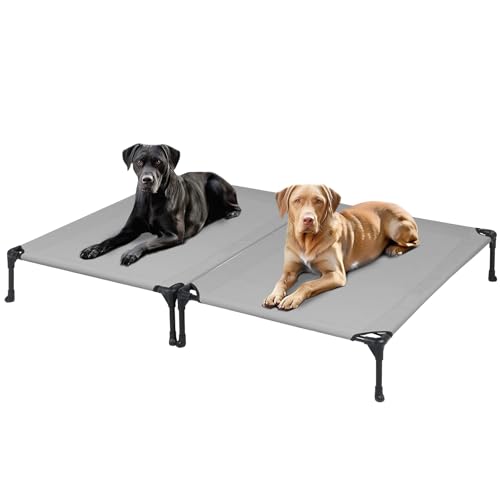 Veehoo Raised Dog Bed - Cooling Elevated Pet Cot with Mesh, No-Slip, Durable for Large Dogs, 42" x 30", Grey, CWC1803-L