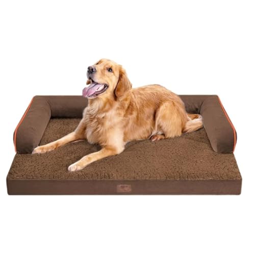Large Dog Bed Orthopedic Washable - Beds Bolster - Extra Large Big Dogs - Waterproof with Removable Cover - Memory Foam Couch Sofa - Coffee Dog Bed