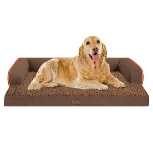 Large Dog Bed Orthopedic Washable - Beds Bolster - Waterproof with Removable Cover - Extra XL XLarge Big Dogs - Memory Foam Couch Sofa - Coffee Dog Bed