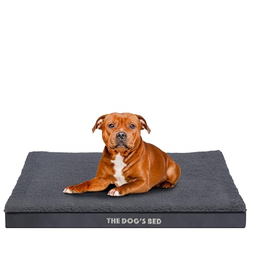 The Dogs Bed Orthopedic Dog Bed, Large Grey Plush, Waterproof, Supportive Dog Bed with Washable Replaceable Covers, Veterinary Approved