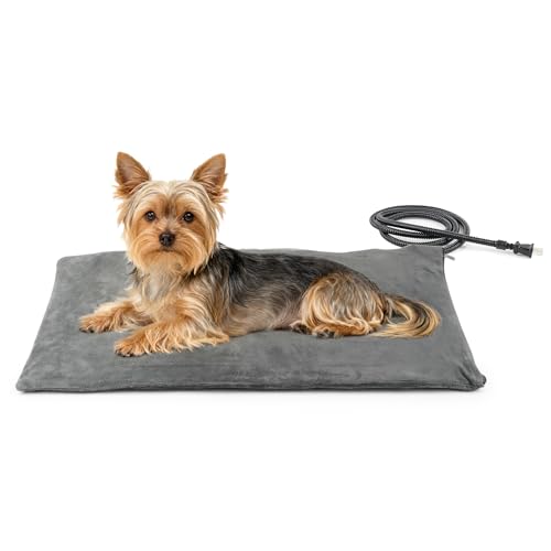 NICREW Pet Heating Pad for Dogs and Cats, Heated Dog Bed with Steel-Wrapped Cord and Soft Fleece Cover, 27.5 x 15.7 Inch, 50 Watts