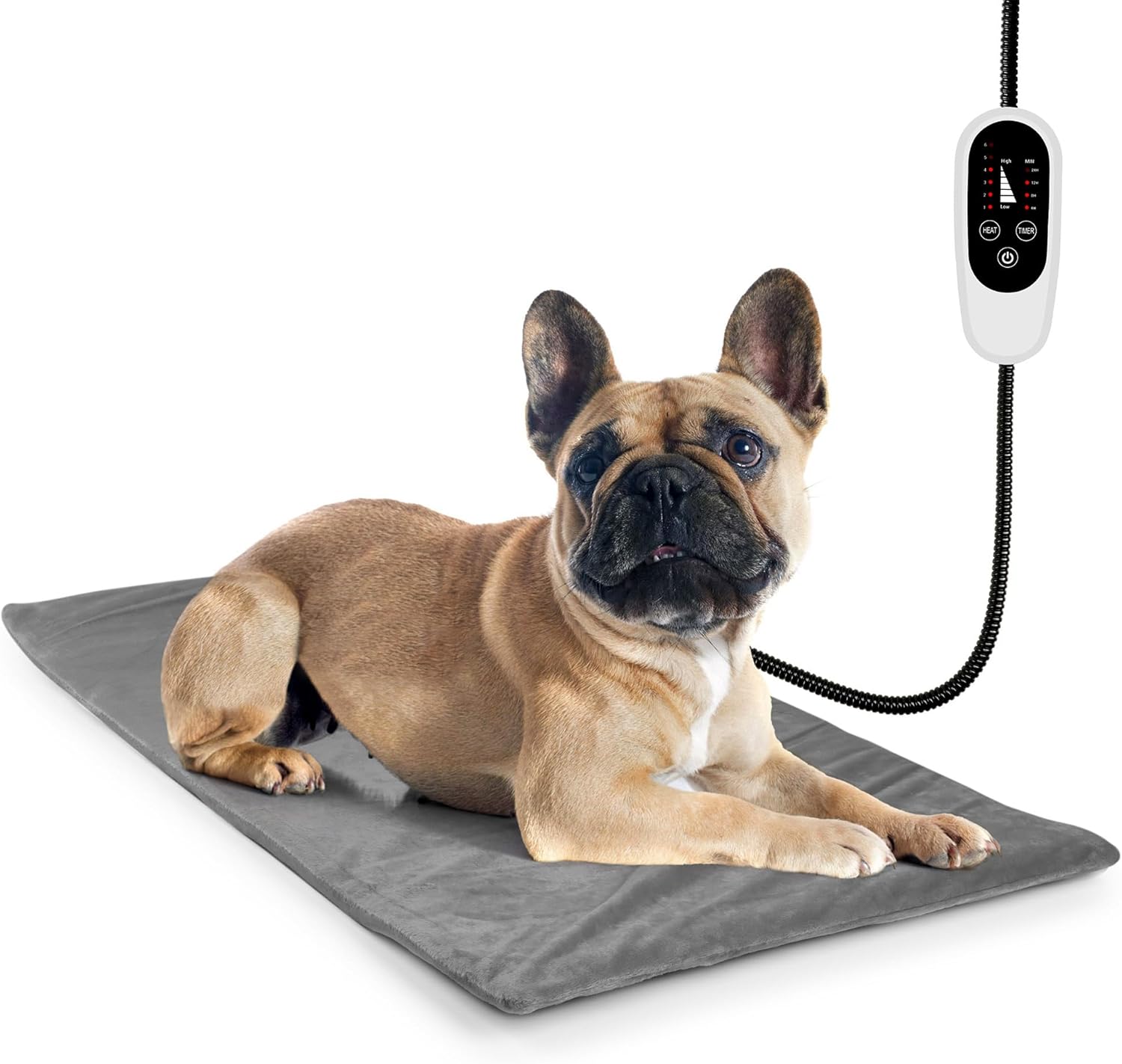 NICREW Dog Heating Pad with Durable Cord Protection, Auto Shut-Off Heated Cat Bed, Adjustable Temperature Warming Mat for Puppies & Senior Pets, 27.5 x 15.7 in