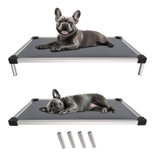 FXW TitanNest Chew-Proof Elevated Dog Bed, Raised Cot for Indoor/Outdoor/Camping Use, Durable & Washable Padded Pet Bed for Extra-Small Dogs, 30.0" L x 22.0" W x 4.5" H, Gray