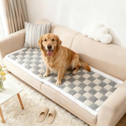Dog Couch Cover Protector, Dog Couch Coves for Sofa, Couch Cushion for Dogs Washable, Pet Mat Bed Couch Covers for Large Dogs (27.5 x 82.6 inch, Blue - Gray), AMM-178
