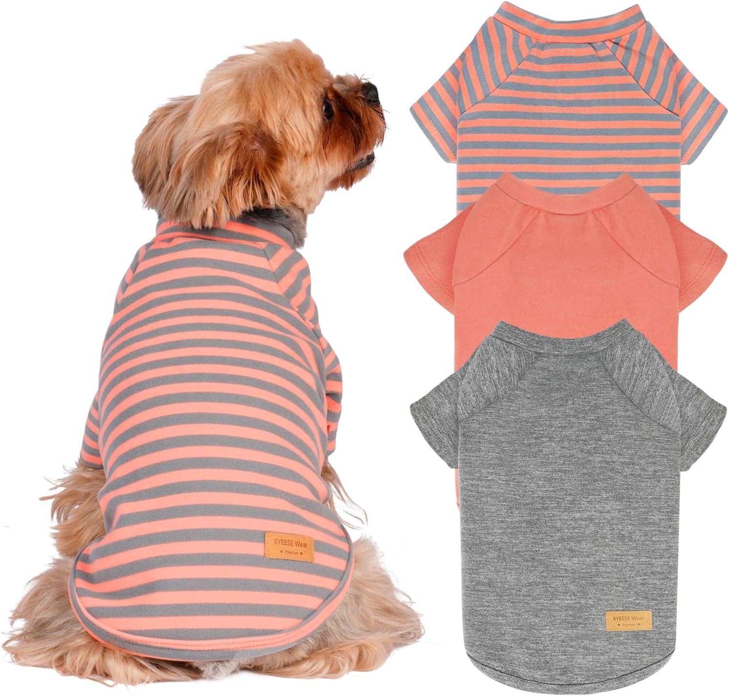 KYEESE 3Pack Dog Sweater Comfy Pet Fleece Sweater Lightweight Dogs Sweatshirt Pullover Dog Sweaters for Small Dogs Girl Stretchy Cat Clothes Cat Sweaters with Sleeves Soft Pet Coat for Cold Weather