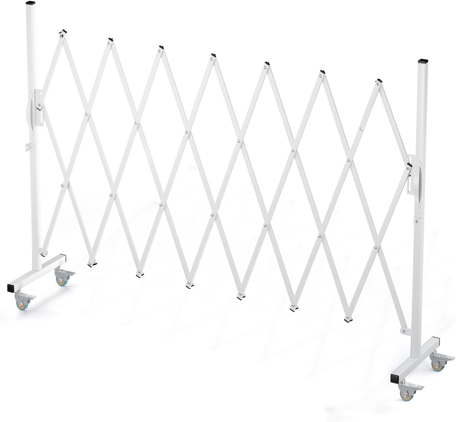 Expandable Barricade Gate,Accordion Garden Yard Outdoor Indoor Portable Folding Security Dog Fence Gates Wall Mount,82" Adjustable Metal Safety Barrier Gate with Casters,White