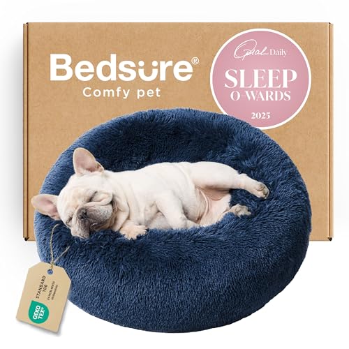 Bedsure Calming Dog Bed, 23 in (Navy)