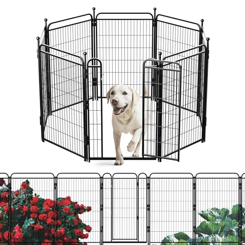 Gardner Pet Dog Playpens, 40" H 8 Panels Dog Pen Outdoor/Indoor Dog Fence Exercise Pen for Small/Medium/Large Dogs, Foldable Pet Play Yard Gate with Gravity Automatic Lock, Pet Playpen, Black