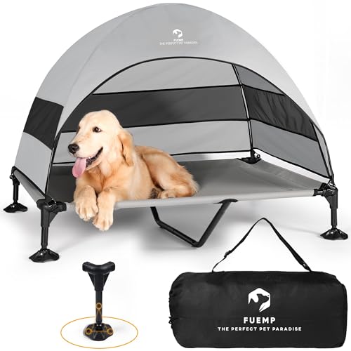 FUEMP Elevated Dog Bed with Canopy