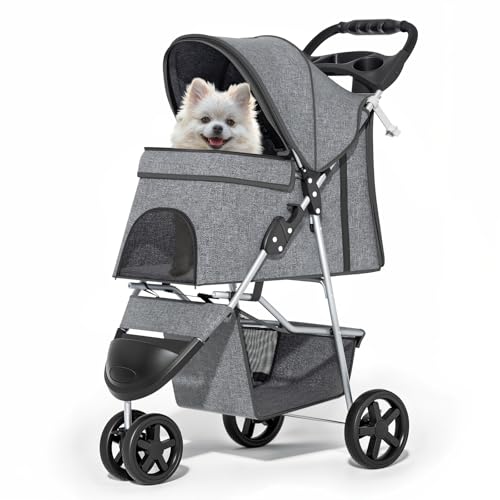 MoNiBloom 3 Wheels Foldable Pet Stroller (Gray)