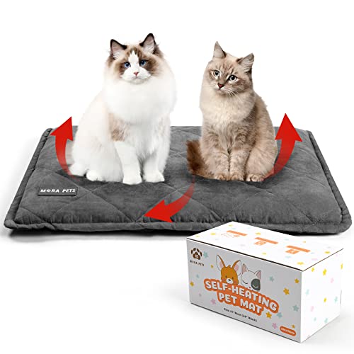 Mora Pets Self Heating Cat Bed Self Warming Pet Bed Ultra Warm Thermal Dog Bed Mat 36x24 Inches with Removable Cover Outdoor Indoor for Cats and Small Medium Dogs Machine Washable