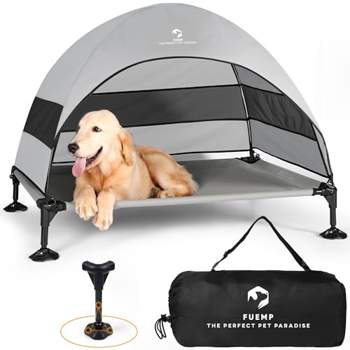 FUEMP Elevated Dog Bed with Canopy