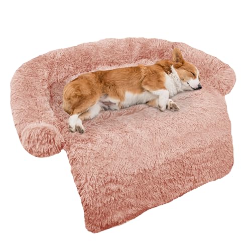 Calming Dog Bed Fluffy Plush Dog Mat (Pink)