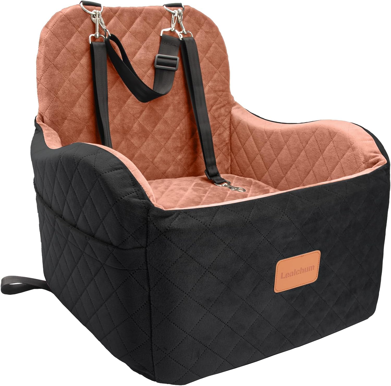 Lealchum Dog Booster Car Seat (Black/Brown,Medium)