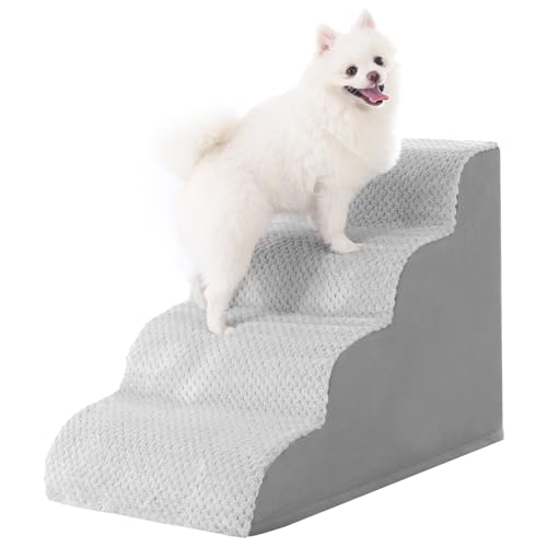 MIHIKK Dog Stairs Ramp, Curved 4-Step