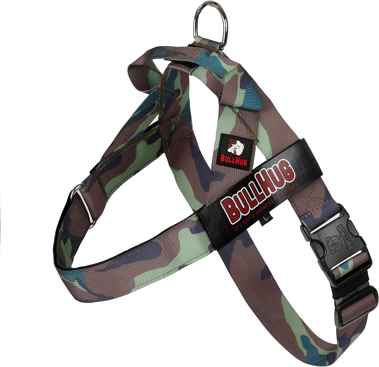 BULLHUG Adjustable Dog Harness No Pull, No Choke  for English Bulldogs, French Bulldogs, Pugs & Broad-Chested Breeds  Easy, Safe Walks (Army, Small)