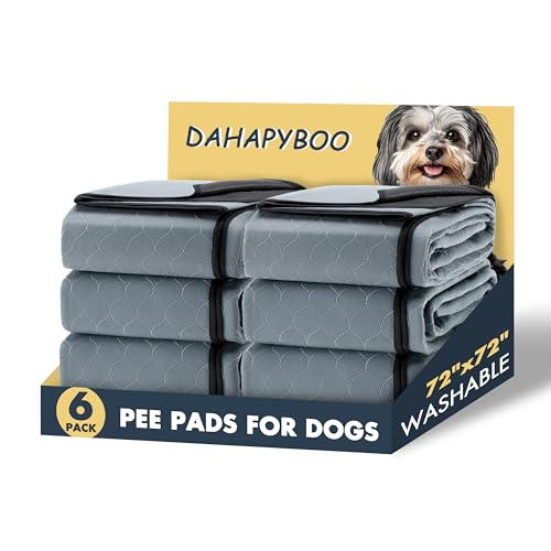 Extra Large Washable Pee Pads for Dogs,6Pack Reusable Puppy Pads for Dogs,72x72 Non-Slip Waterproof Pet Training Pads for Crate, Playpen, Bed, Sofa,Whelping Box, Potty Training
