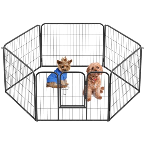 BestPet | Dog Playpen | 24 Inch, 6 Panels | Heavy Duty Metal Pet Exercise Pen | Indoor Outdoor Fence Panels | Rust-Resistant, Removable, Tool-Free Setup | Anti-Skid, Expandable Design