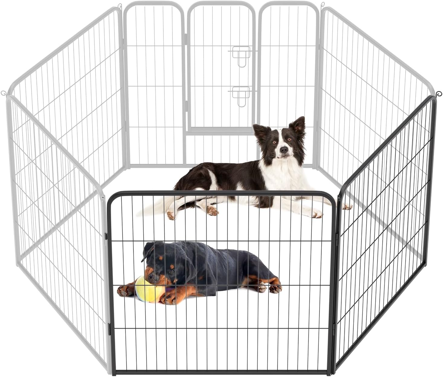 BestPet | Dog Playpen Extender | 32 Inch, 2 Panels | Heavy Duty Metal Pet Exercise Pen | Indoor Outdoor Fence Panels | Rust-Resistant, Removable, Tool-Free Setup | Anti-Skid, Expandable Design