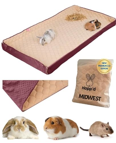 Hopp'd HutchLinerTM Guinea Pig Cage Liner  Washable Fleece Bedding for Rabbits & Guinea Pig Bedding  Waterproof Pet Mat , Cooling Guinea Pig Mat |Guinea Pig Fleece |Bedding for Midwest Cages 47"x24"