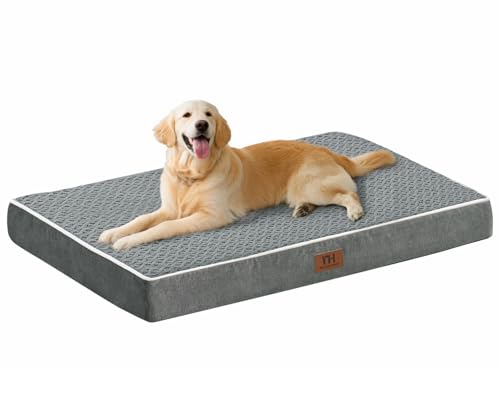 Dog Beds Large Sized Dogs,XL Orthopedic Washable & Waterproof Dog Crate Bed, W/Removable Cover Big Plush Pet Beds Mat, Egg Crate Foam Bed