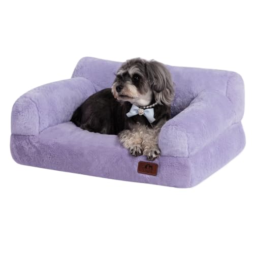 Hollypet Fluffy Plush Pet Cat Couch, Light Purple