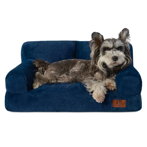 Hollypet Fluffy Plush Pet Cat Couch, Cobalt Blue
