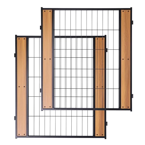Heavy Duty Dog Playpen 32 Inch Height - Indoor Outdoor Pet Fence Enclosure for Medium and Small Dogs - Foldable Puppy Exercise Pen for Indoor and RV Camping or Yard (2 Panels, 32" H (Oak))
