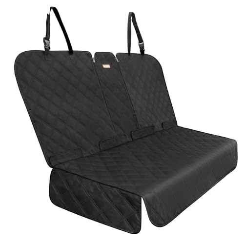 Back Seat Cover for Compact Cars/SUVs Rear Split Bench - 900D Oxford Waterproof Non-Slip Car Seat Protector for Messy Dogs & Kids, Easy Clean(Black)
