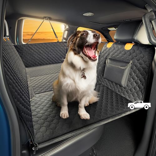 SHARLOVY XL Truck Back Seat Extender for Dogs, Large Hard Bottom Dog Car Seat Cover for Back Seat, Heavy Duty Dog Car Hammock, Waterproof Pet Seat Covers for Trucks, F150, Ram1500 and Large SUV